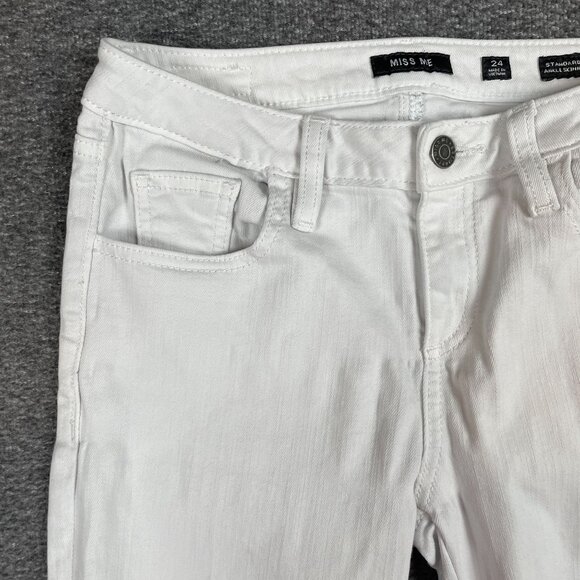 Miss Me Jeans Womens Size 24 Ankle Skinny White Floral Embroidery Party Preppy - Picture 2 of 13